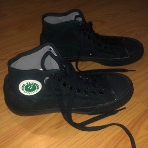 Men’s black PF flyers high top shoes -Rigid wedge